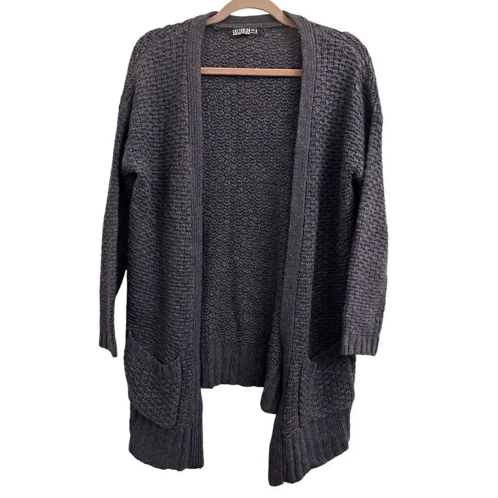 Cotton On Open Front Chunky Cardigan gray-blue M